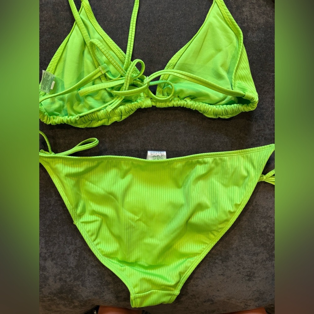wild fable Neon Lime Ribbed String Bikini Set - Picture 4 of 4